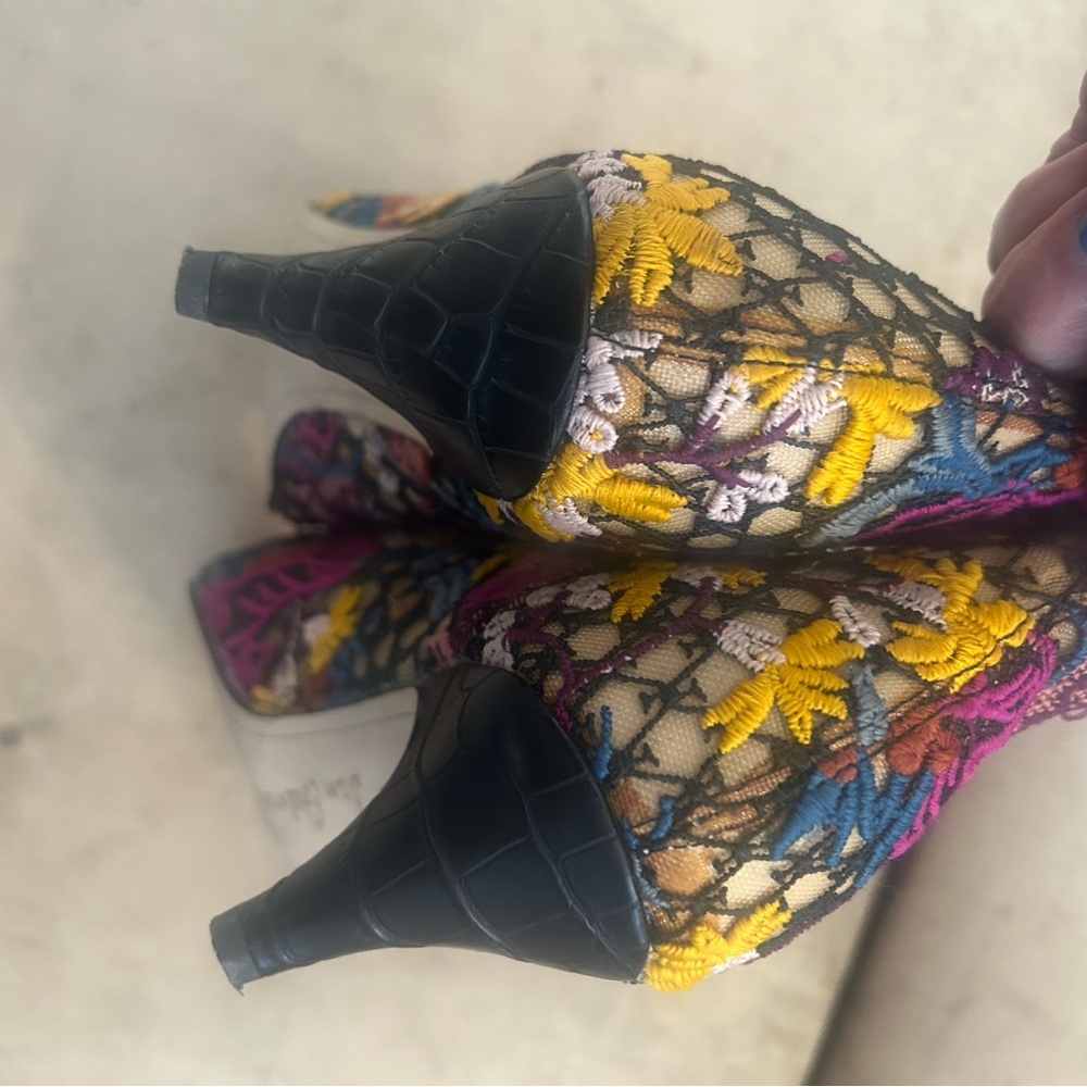 Sam Edelman Embroidered Floral Mesh Ankle Boots - Multicolor - Picture 4 of 5